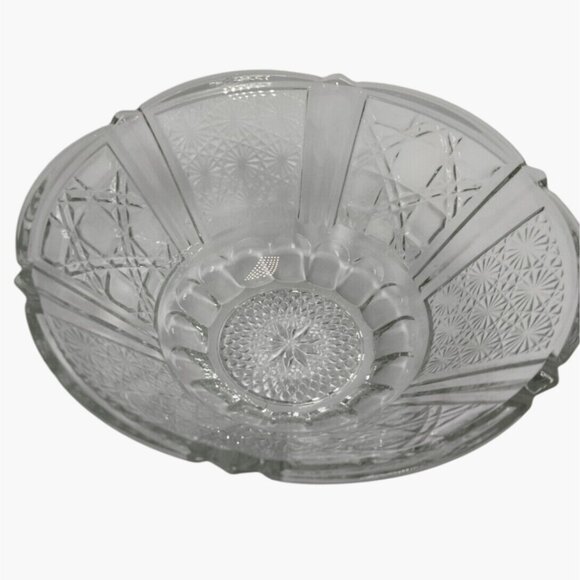 Cut Glass Bowl Flower Starburst Thumbprint Elegant Wedding Regency 7 inch - Picture 1 of 5
